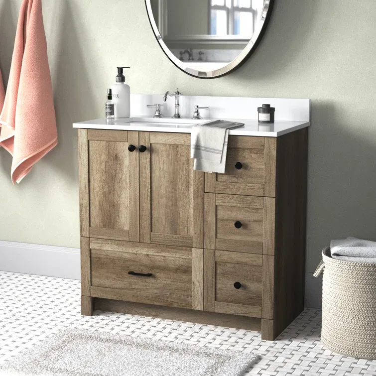 36'' Single Bathroom Vanity with Engineered Marble Top