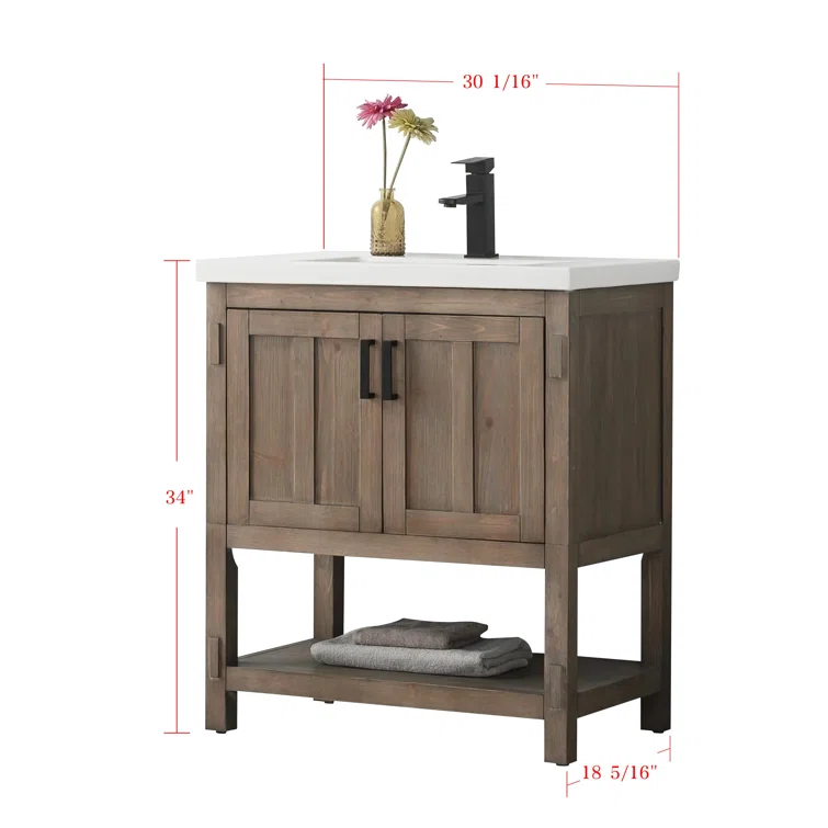 30'' Single Bathroom Vanity with Ceramic Top