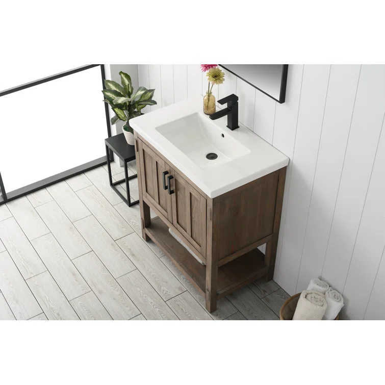 30'' Single Bathroom Vanity with Ceramic Top