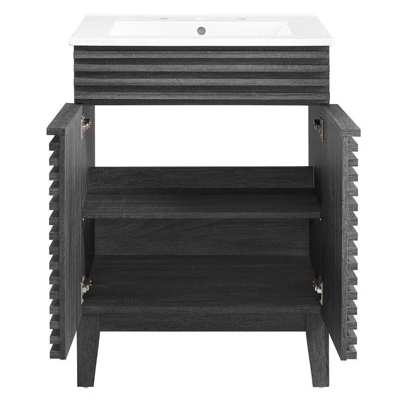 30" Bathroom Vanity With Sink in Charcaol White