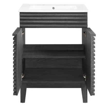 30" Bathroom Vanity With Sink in Charcaol White