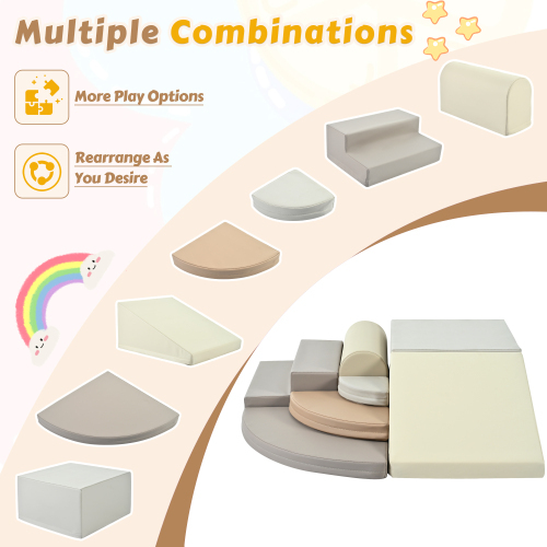 7-Piece Soft Foam Climbing Blocks for Toddlers,Soft Climb& Crawl Playset Indoor, Soft Play Equipment Climb and Crawl Playground for Kids