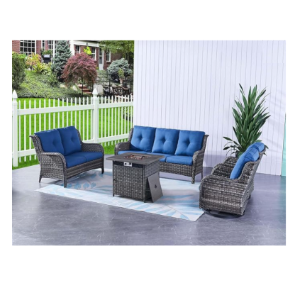 7 Piece Conversation Sets with 30in 55,000 BTU Propane Gas Fire Pit Table