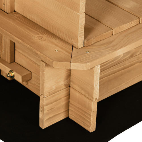 Wooden Kids Sandbox with Cover, Children Outdoor Sand Box with Foldable Bench Seats, Adjustable Canopy