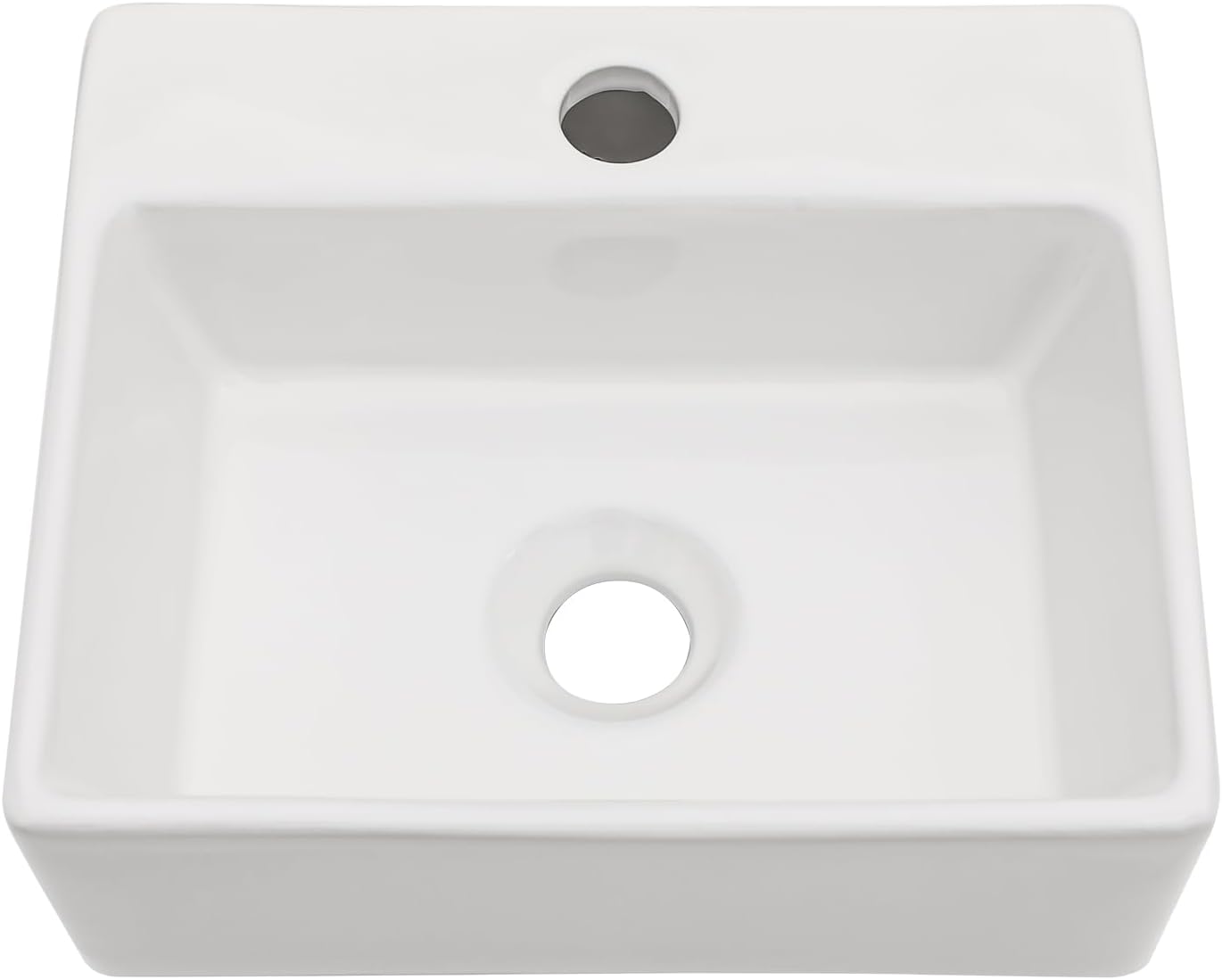 13"x11" Wall Mounted Vessel Sink Bathroom Wall Hung Sink Rectangular White Porcelain Ceramic Vessel
