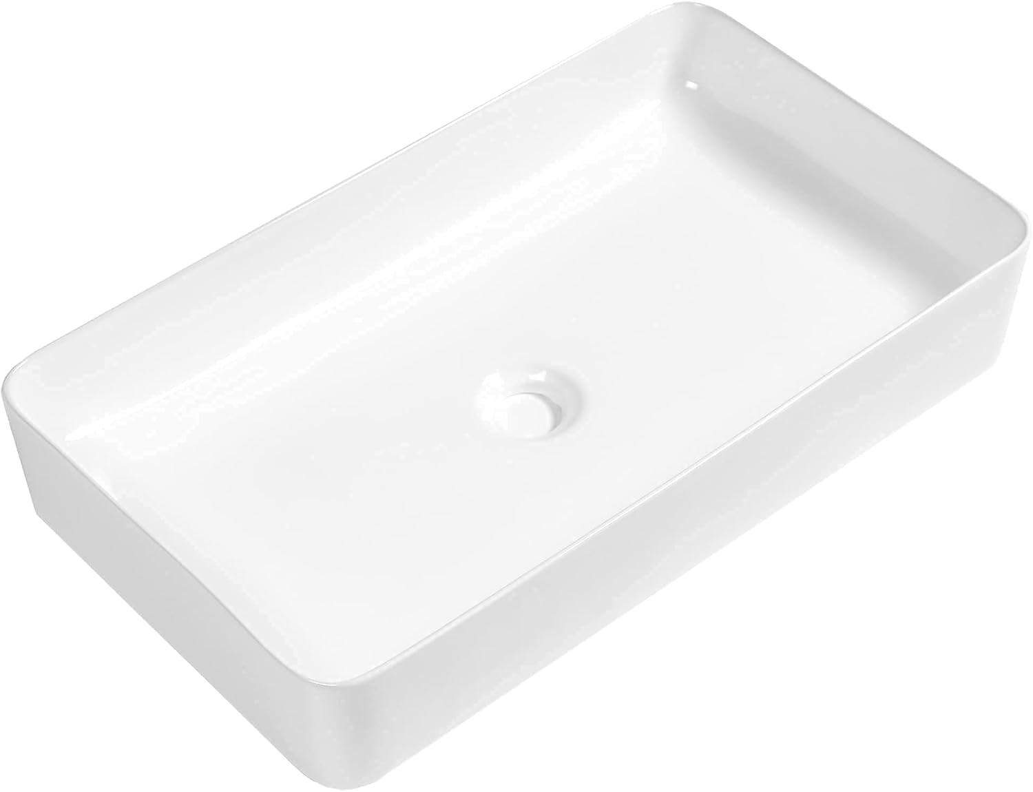 Rectangule Bowl Sinks for Bathrooms White Vessel Sink Above Counter