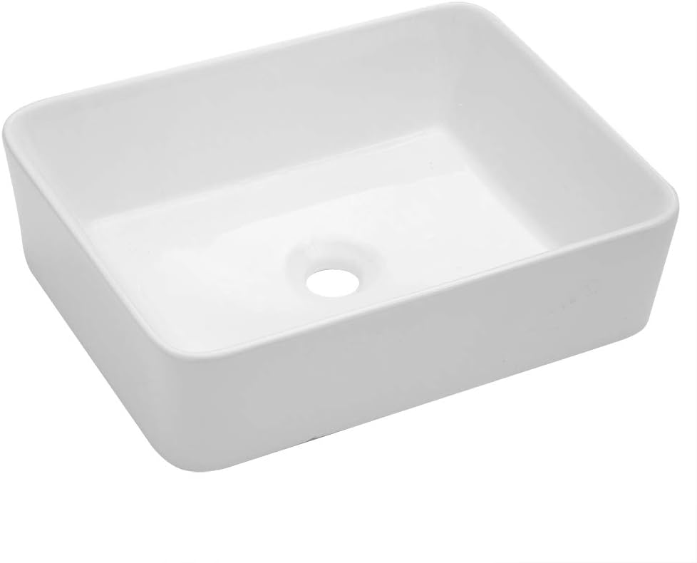 Rectangule Bowl Sinks for Bathrooms White Vessel Sink Above Counter