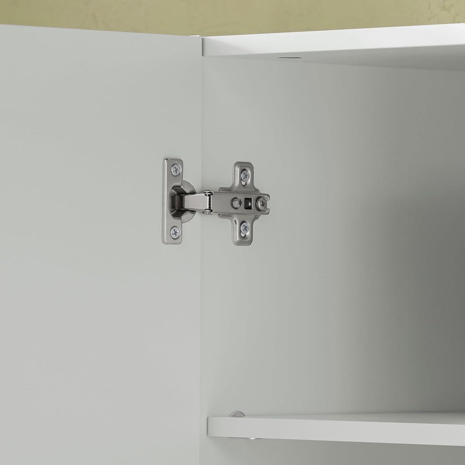 3-Doors Bathroom and Laundry Room Wall Cabinet with Adjustable Shelves, Wall Mounted MDF Storage Organizer Over Toilet or Washer