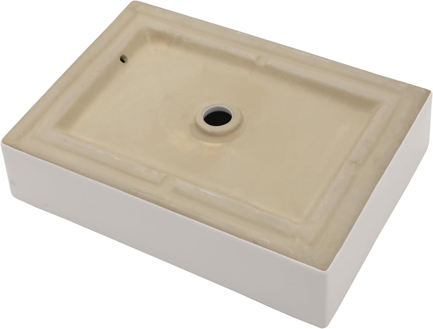 22"x15" White Vessel Sink Rectangle Bathroom Sink Above Counter Porcelain Ceramic Small Sink