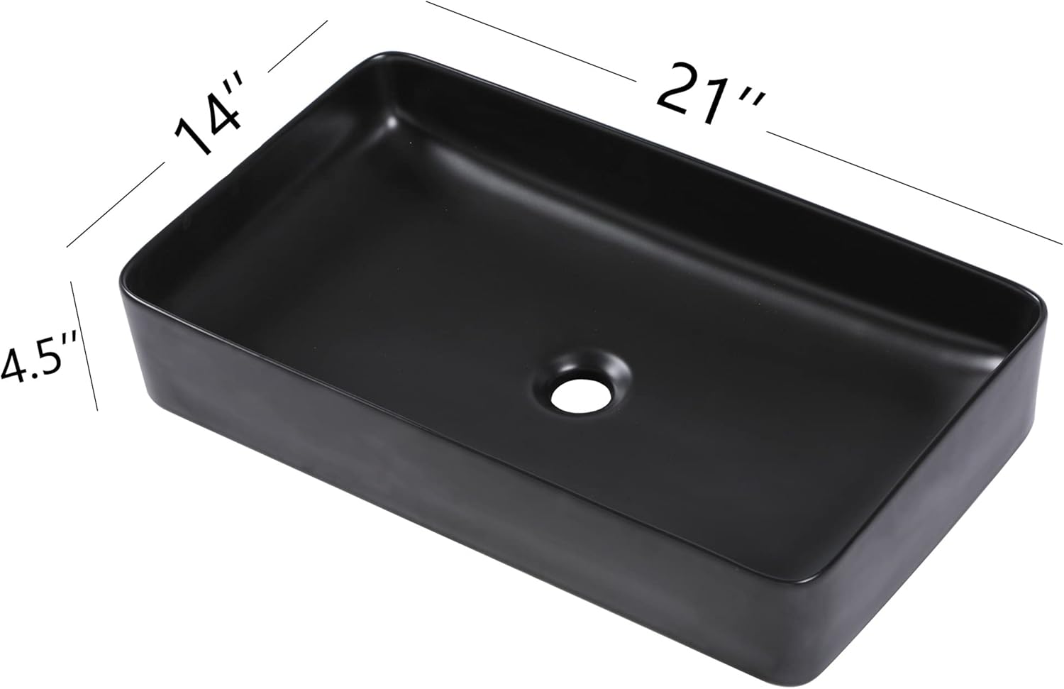 Black Bathroom Sink for Bathrooms Ceramic Above Counter Rectangular Vessel Bathroom Sink