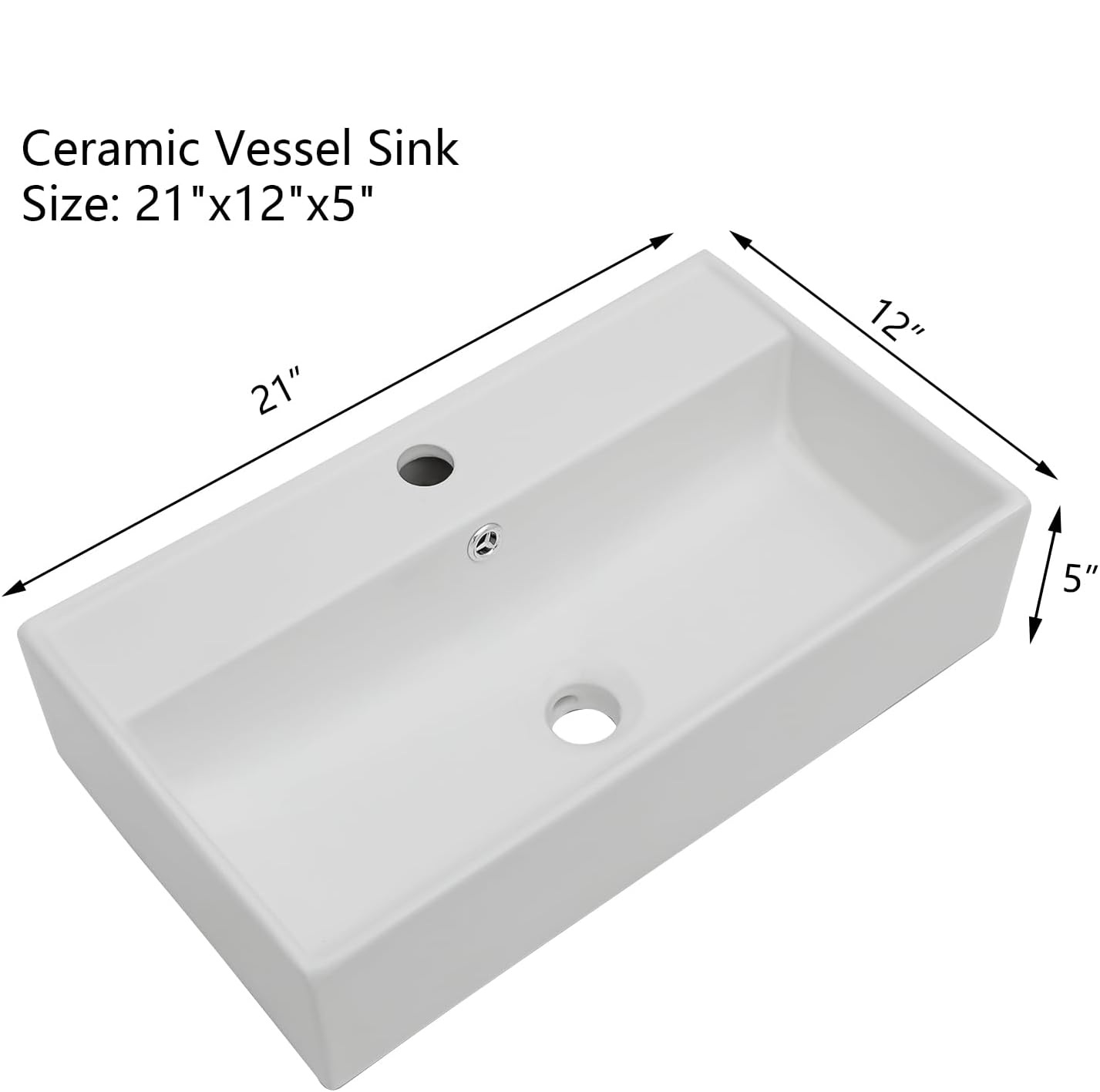 21"x12" Rectangle Vessel Sink With Gold Faucet And Drain Combo Bowl Sink Bathroom Vessel Sink