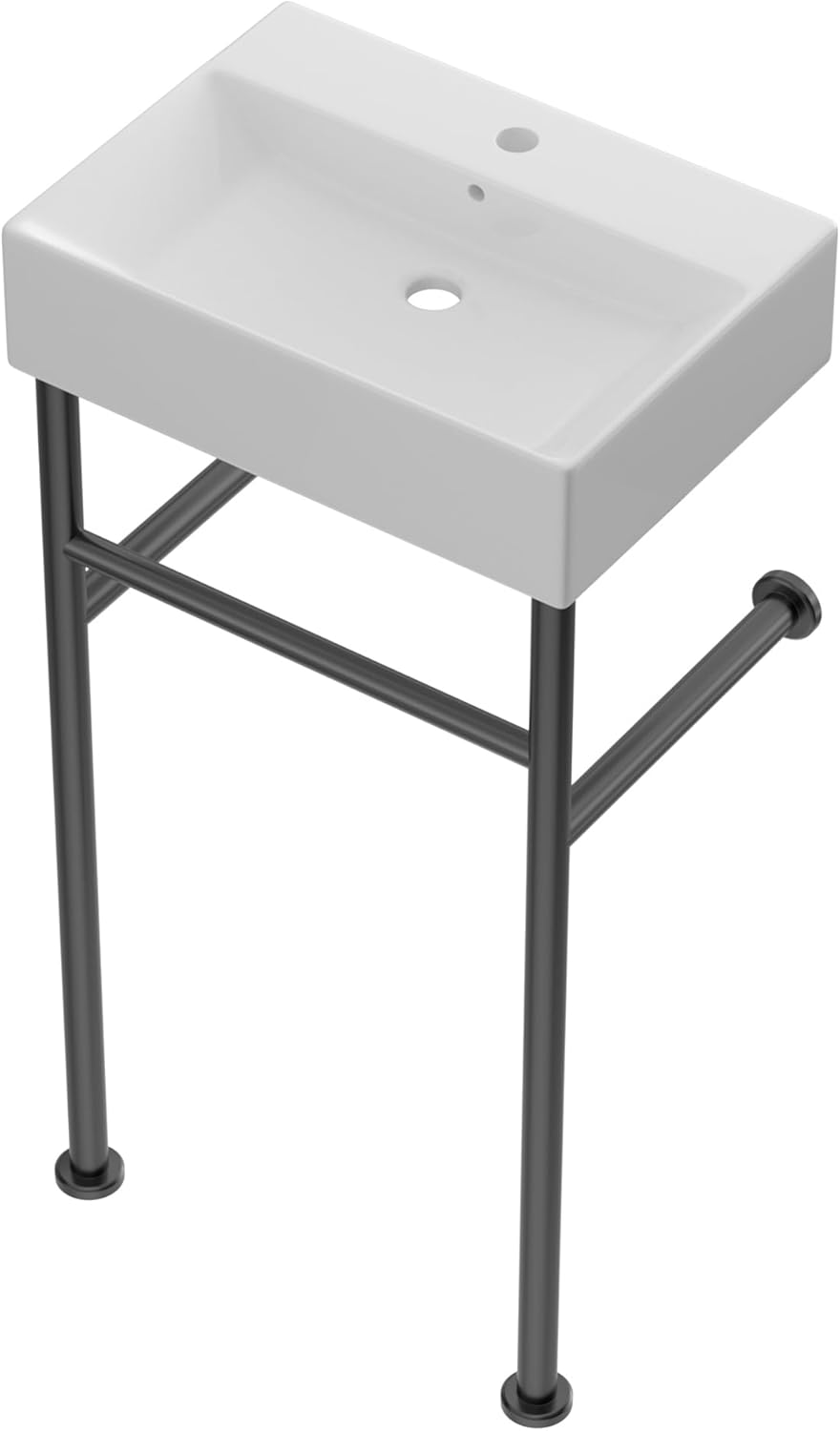 20"x12" Modern Console Bathroom Sink with Black Stainless Steel Pedestal Legs