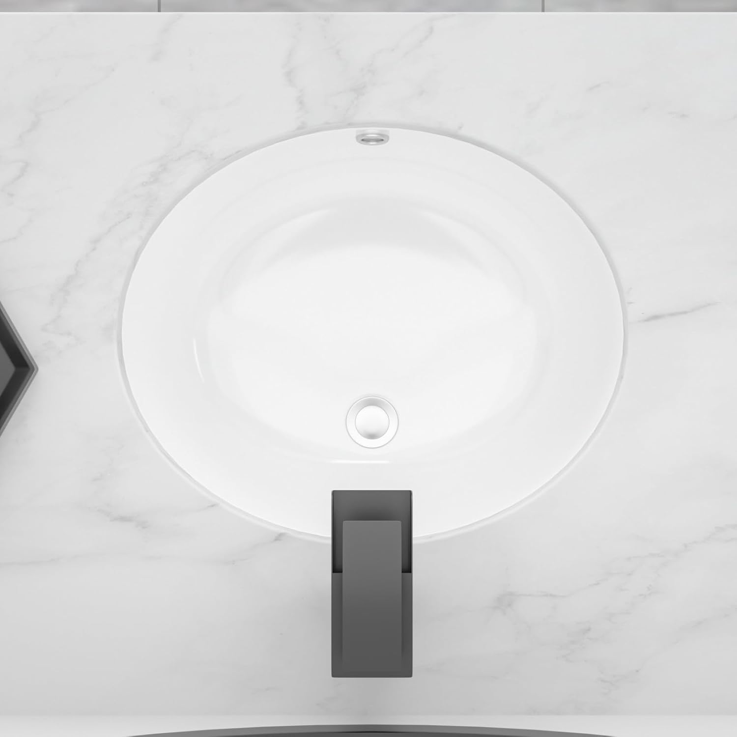 18''x15'' Oval Undermount Bathroom Sink White Porcelain Ceramic Bathroom Vessel Sink Under Counter