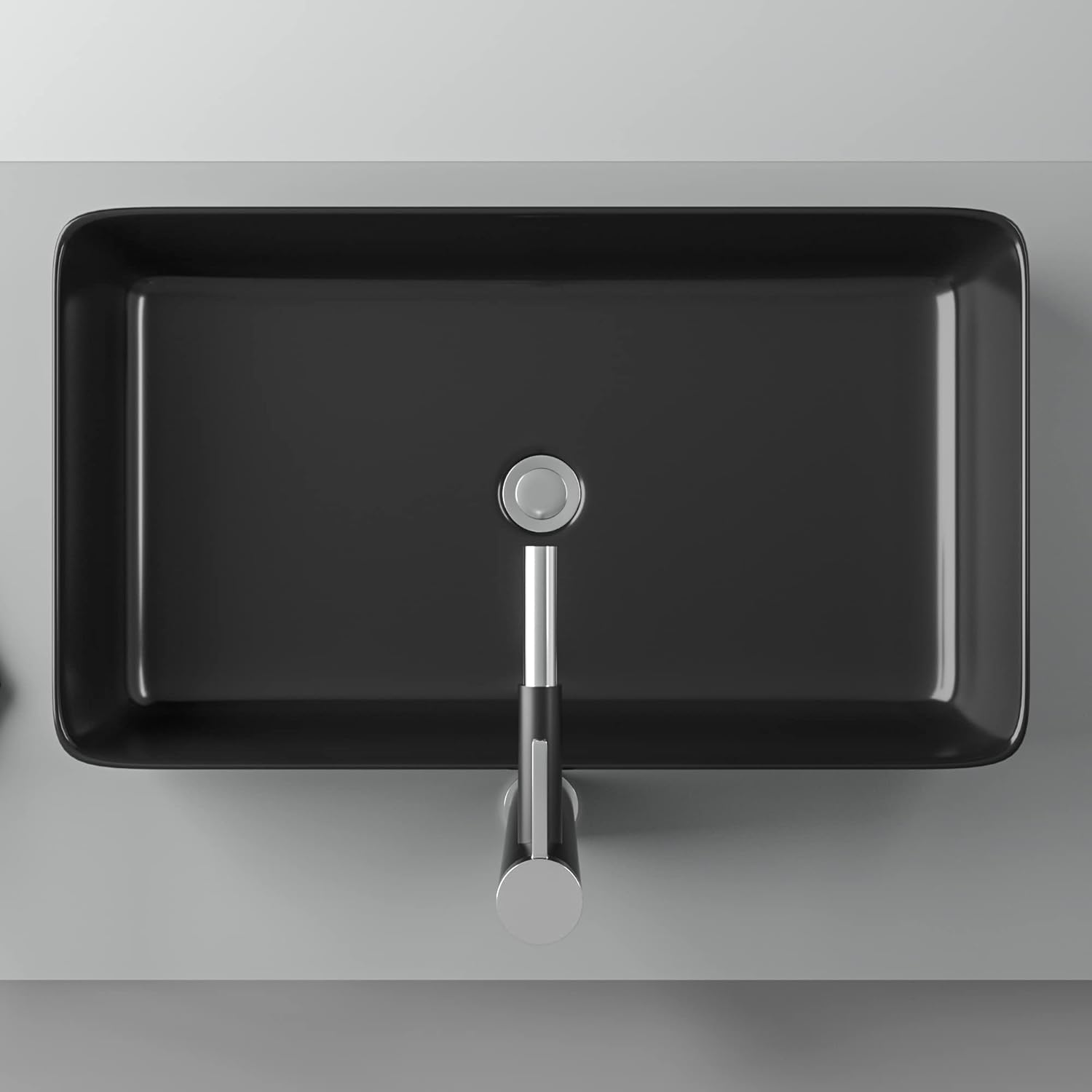 Black Bathroom Sink for Bathrooms Ceramic Above Counter Rectangular Vessel Bathroom Sink