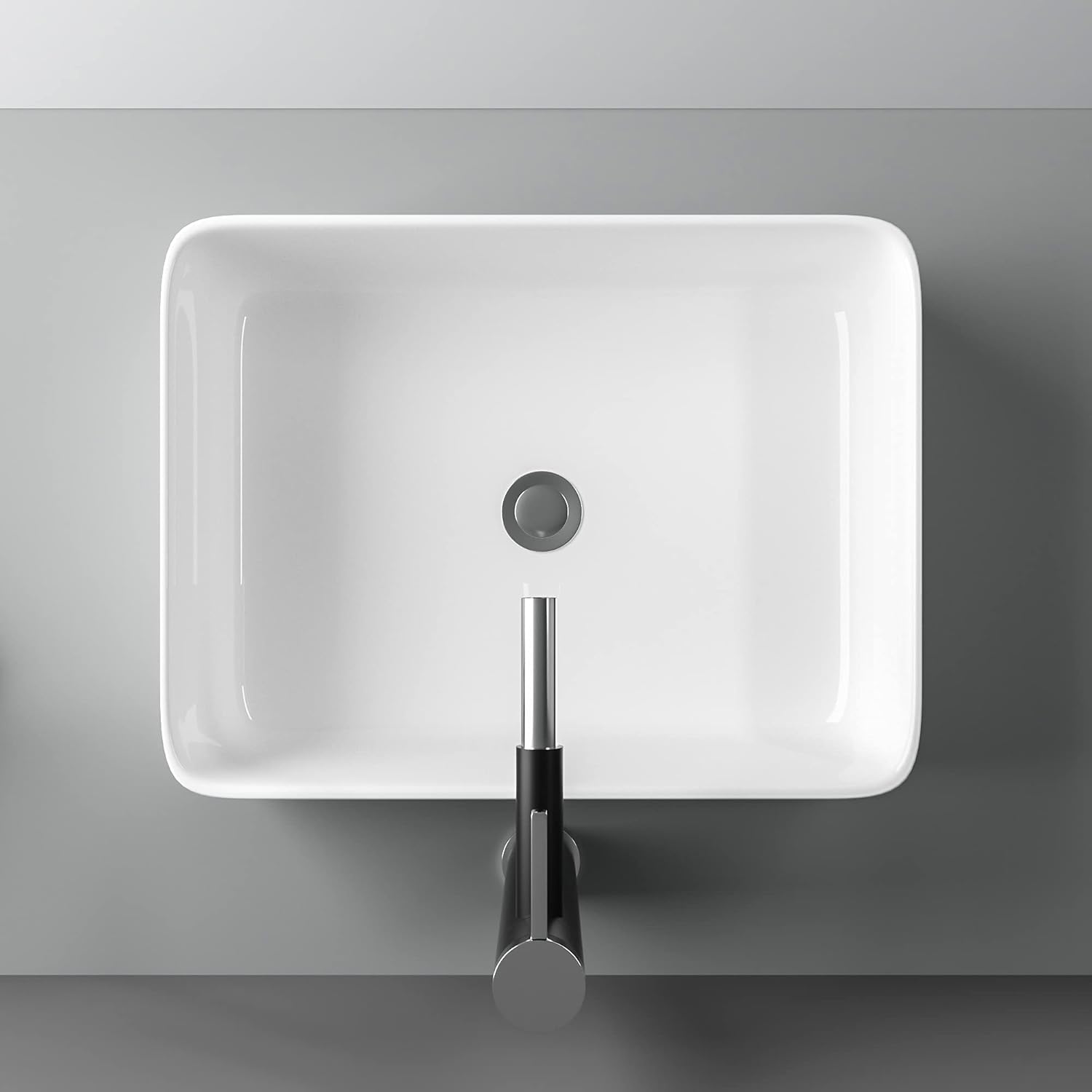 Rectangule Bowl Sinks for Bathrooms White Vessel Sink Above Counter