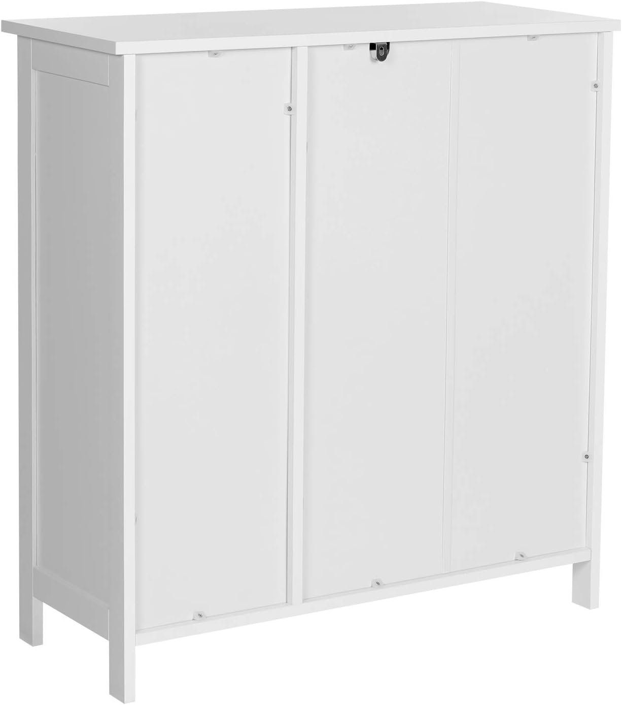 Freestanding Cabinet with Doors, 3 Open Compartments, Adjustable Shelves, 11.8 x 29.5 x 31.5 Inches, for Bathroom
