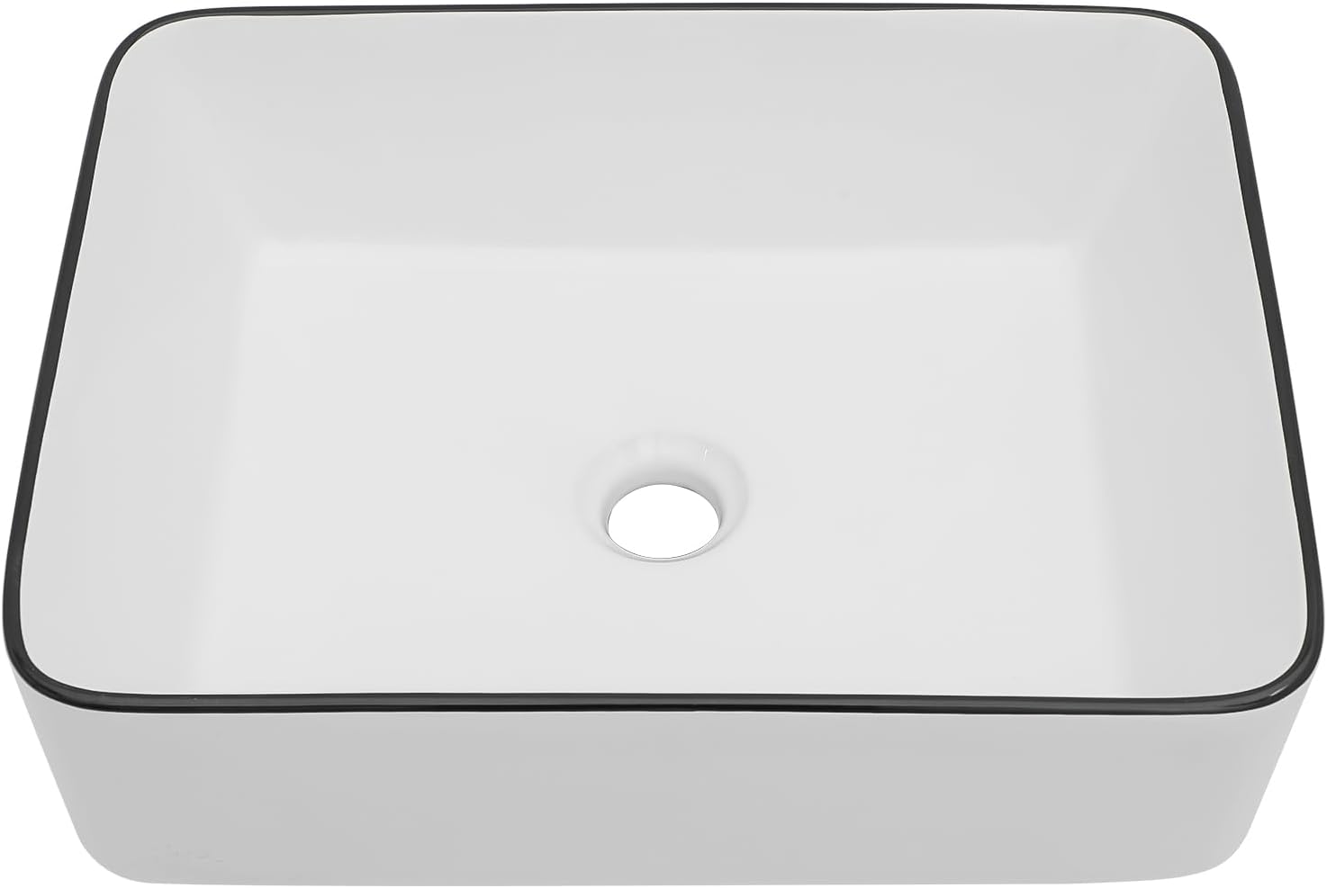 Rectangular White Vessel Sink Small Sinks for Bathrooms Above Counter Ceramic Bathroom Sink