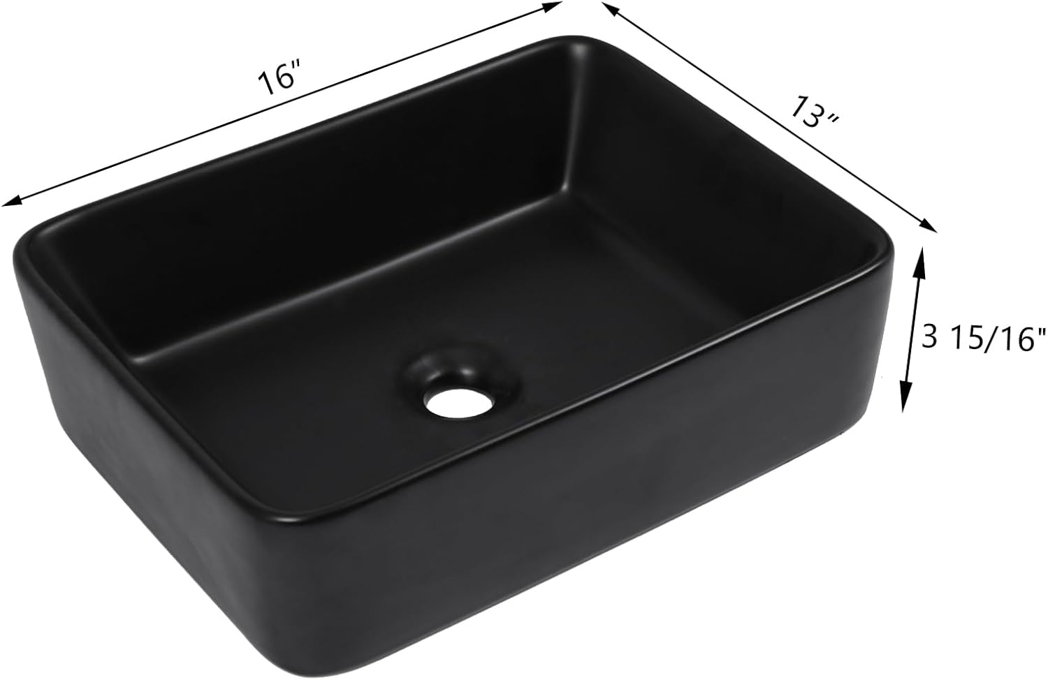 Black Bathroom Sink for Bathrooms Ceramic Above Counter Rectangular Vessel Bathroom Sink