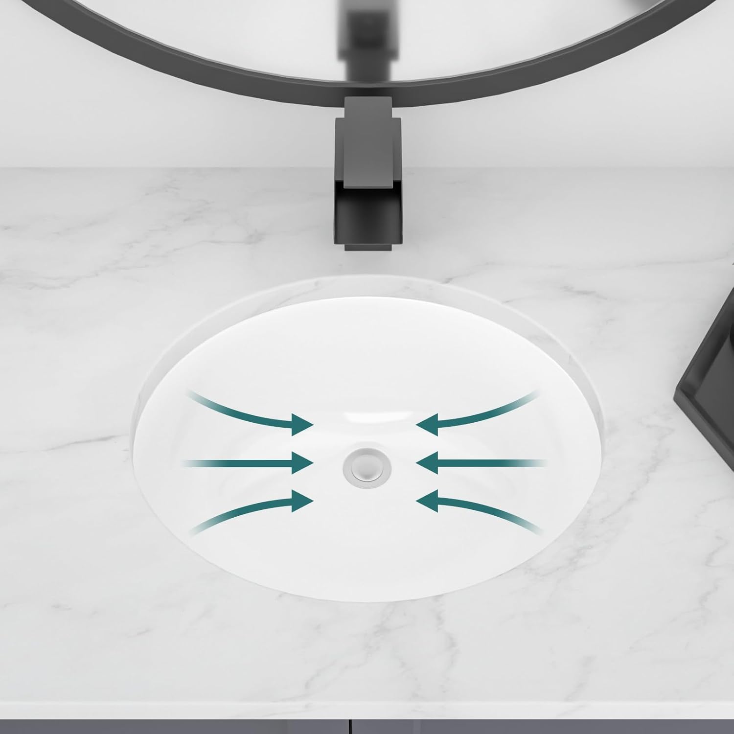 18''x15'' Oval Undermount Bathroom Sink White Porcelain Ceramic Bathroom Vessel Sink Under Counter