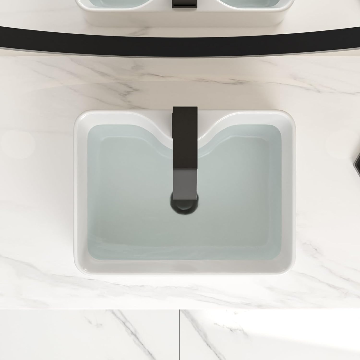 16" x 12" Rectangle Vessel Sink With Black Faucet And Black Drain Combo Bowl Sink Bathroom Vessel Sink