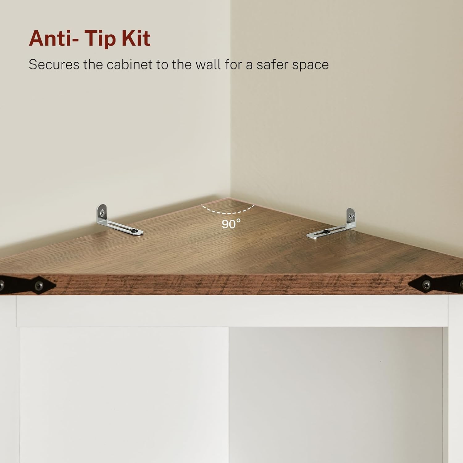 Farmhouse Corner Cabinet, 70" H Tall Corner Hutch with 5 Shelves & 2 Barn Doors, Bathroom Cabinet with Adjustable Shelf