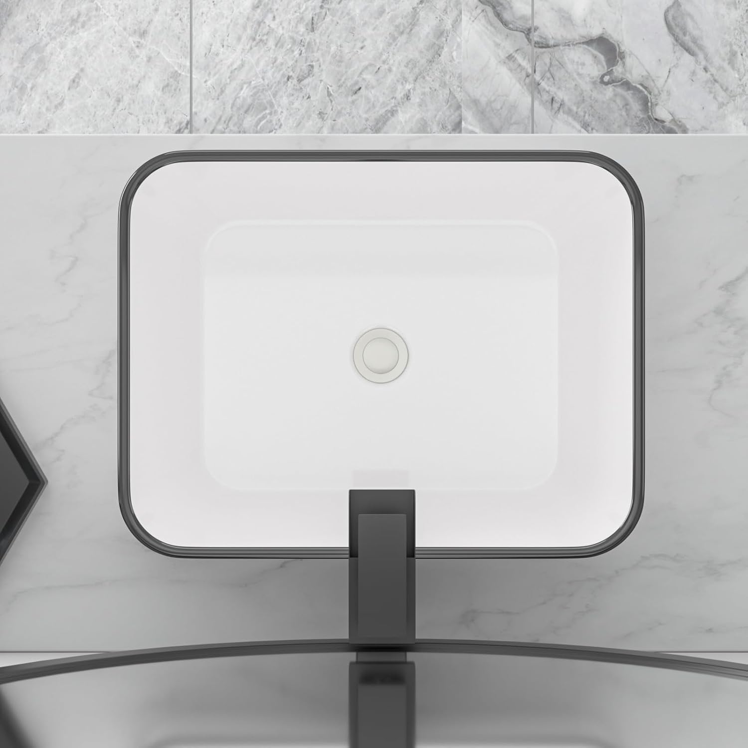 Rectangular White Vessel Sink Small Sinks for Bathrooms Above Counter Ceramic Bathroom Sink