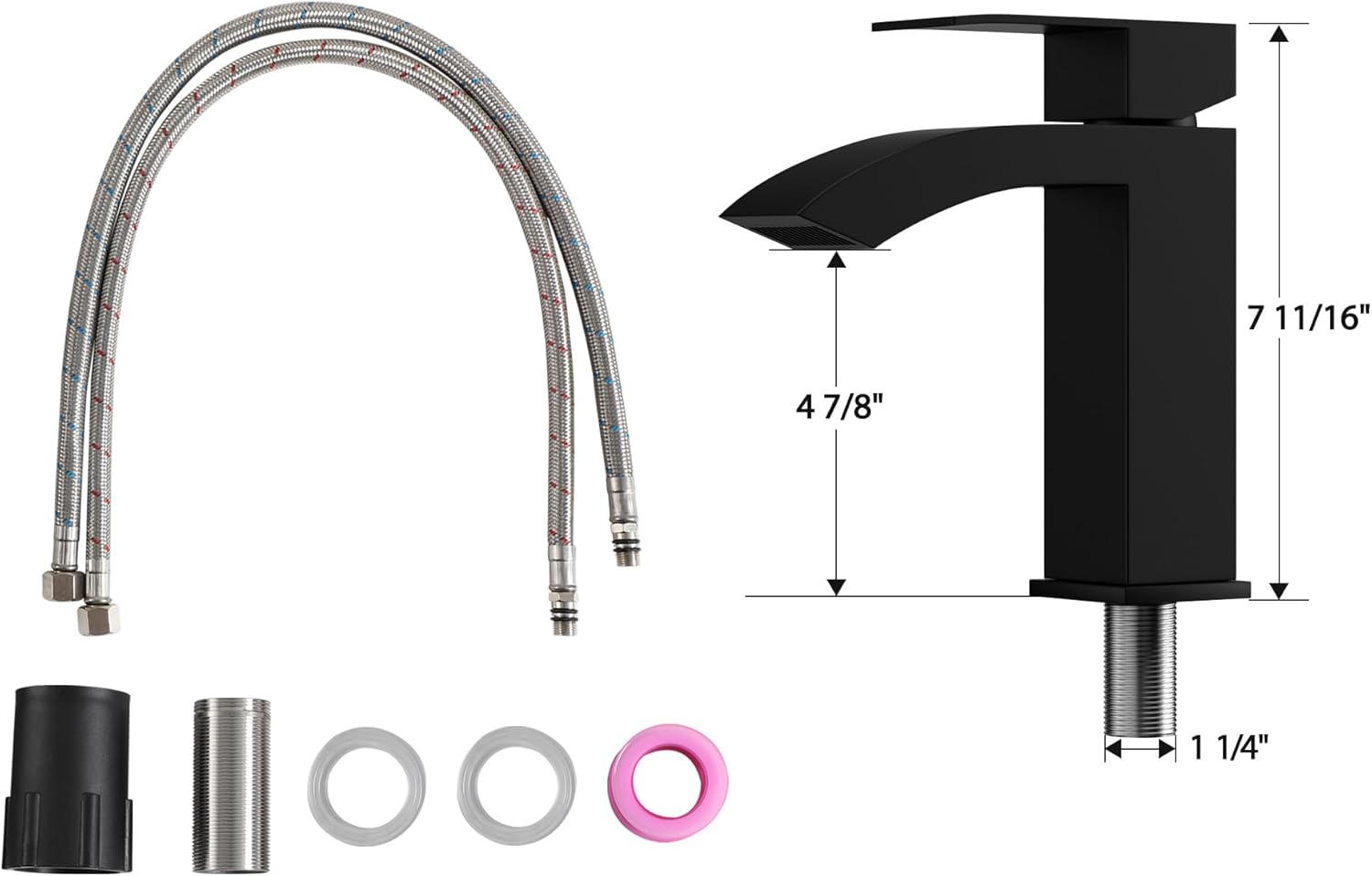 16" x 12" Rectangle Vessel Sink With Black Faucet And Black Drain Combo Bowl Sink Bathroom Vessel Sink