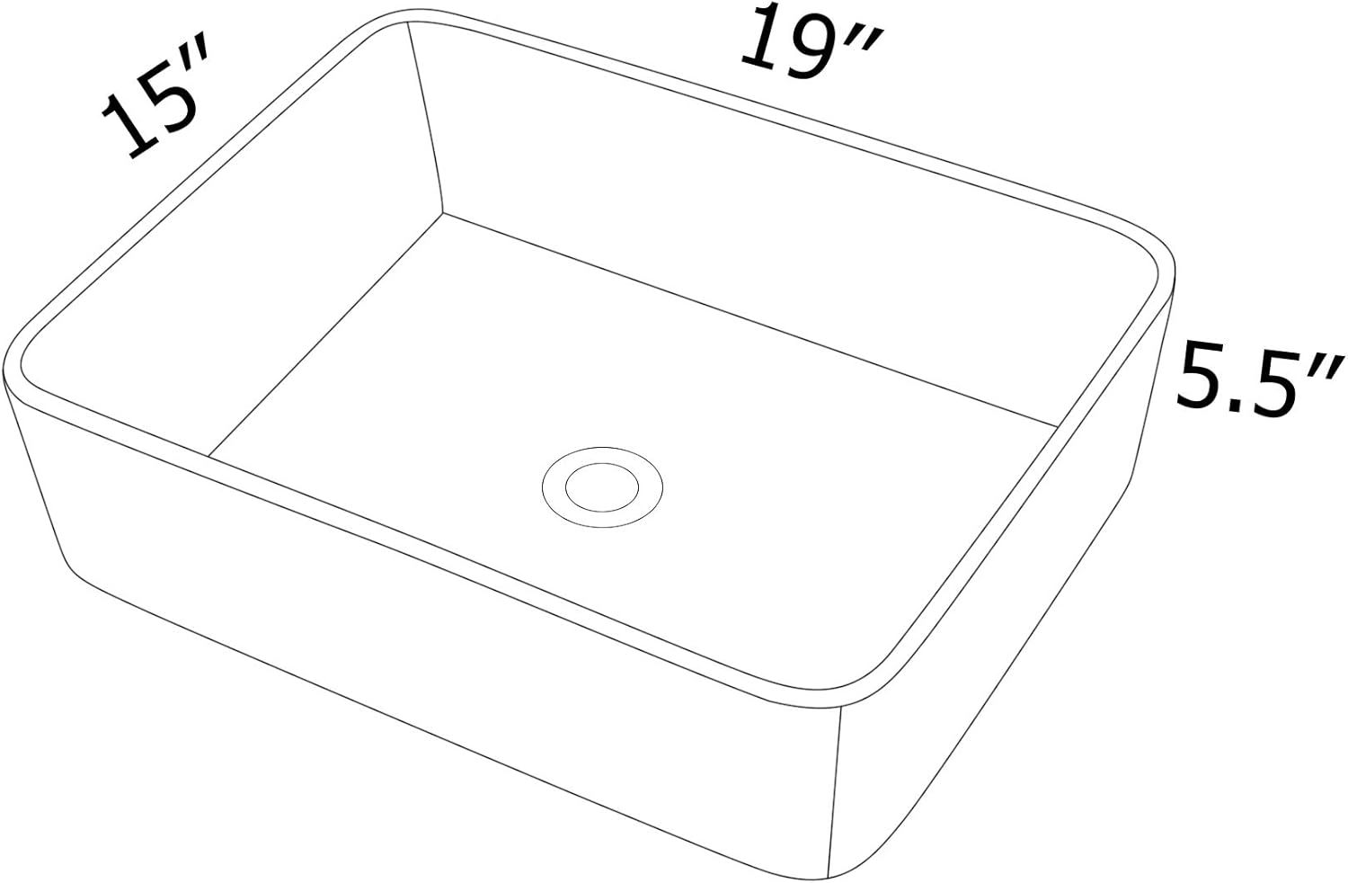 Rectangule Bowl Sinks for Bathrooms White Vessel Sink Above Counter