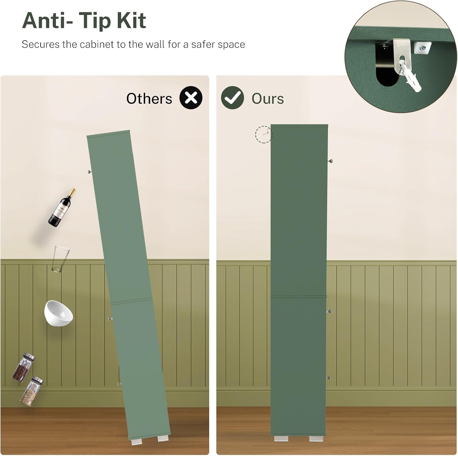 Bathroom Cabinet, Narrow Bathroom Storage Cabinet with 5 Adjustable Shelves & Drawer, Freestanding Cupboard for Small Spaces