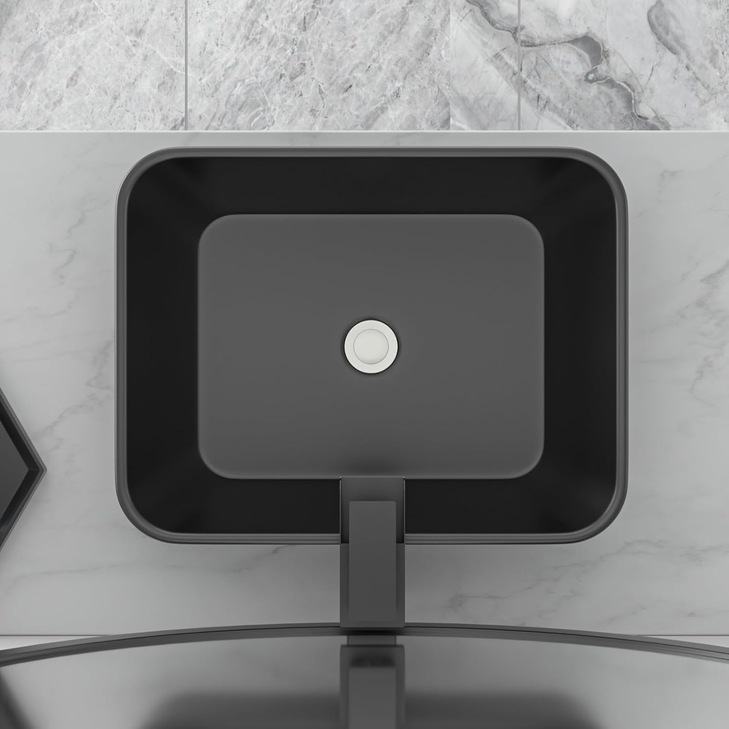 Black Bathroom Sink for Bathrooms Ceramic Above Counter Rectangular Vessel Bathroom Sink