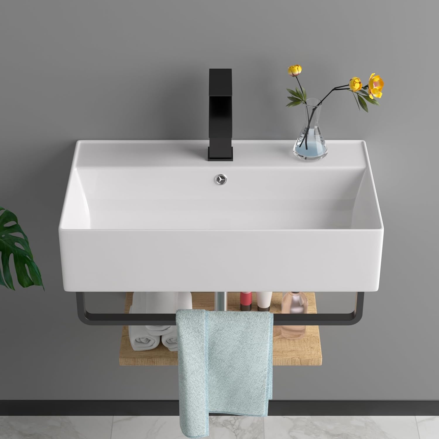 21"x12" Rectangle Vessel Sink With Gold Faucet And Drain Combo Bowl Sink Bathroom Vessel Sink