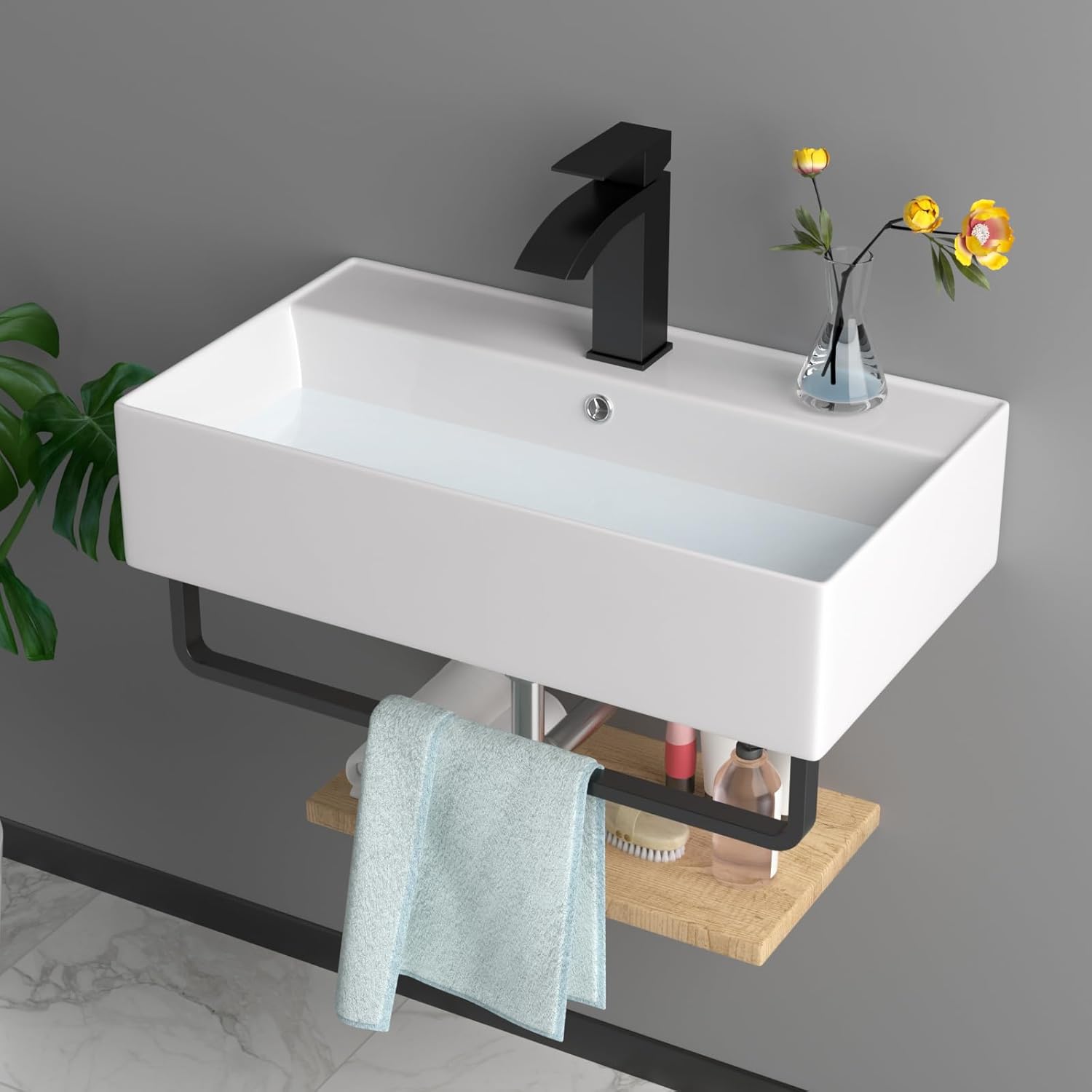 21"x12" Rectangle Vessel Sink With Gold Faucet And Drain Combo Bowl Sink Bathroom Vessel Sink