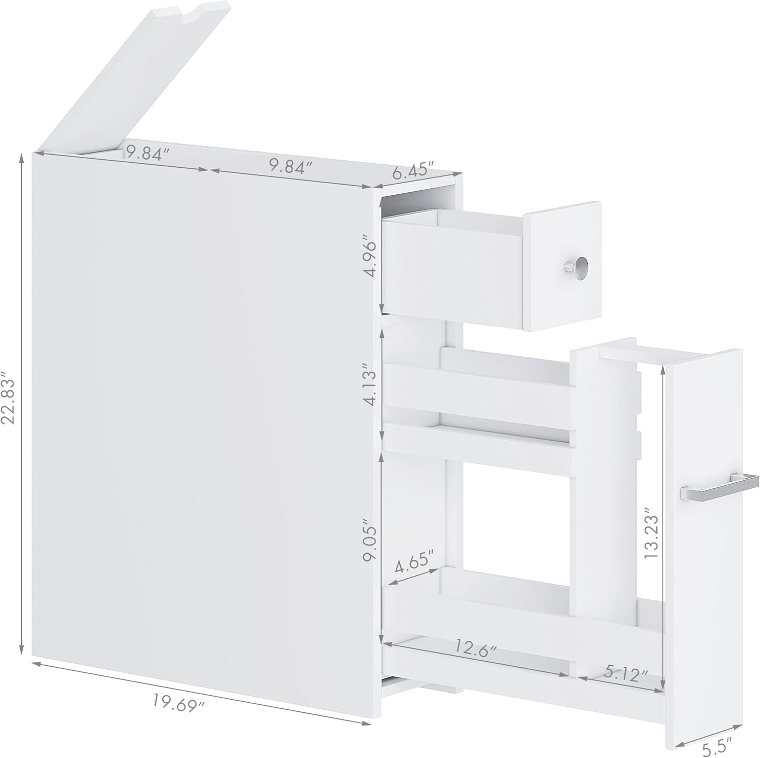 Slim Bathroom Storage Cabinet, Free Standing Toilet Paper Holder, Bathroom Cabinet Slide Out Drawer Storage