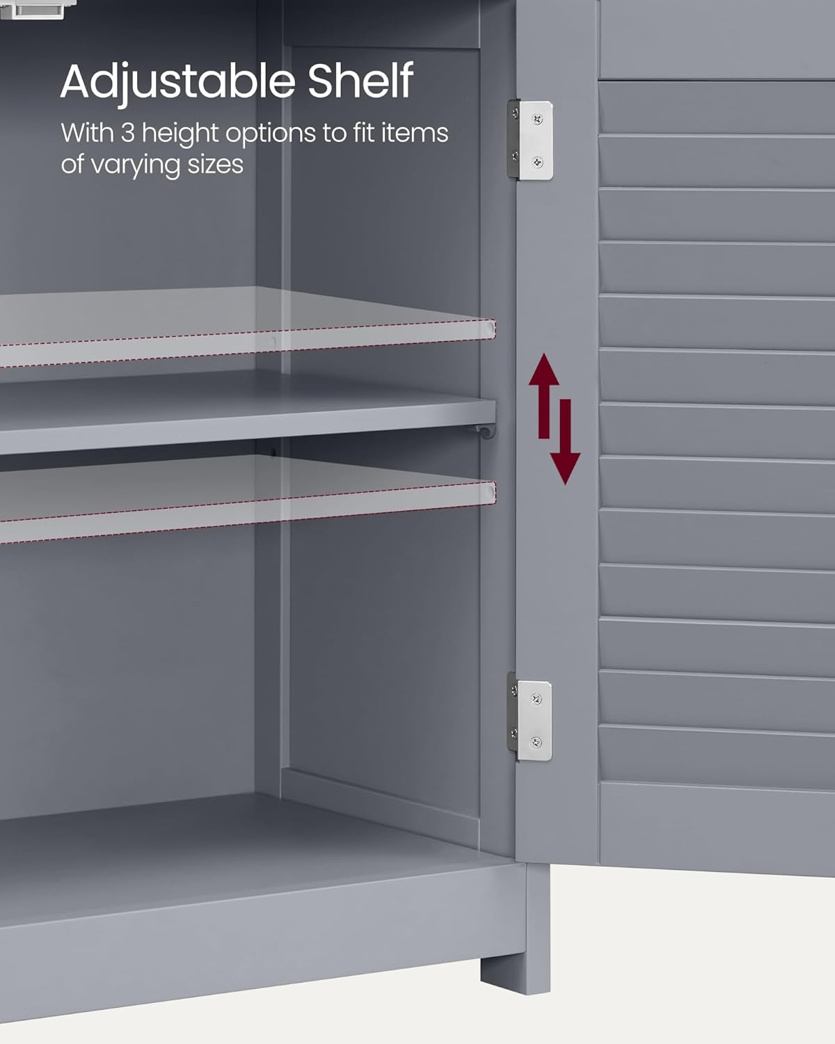 Freestanding Storage Unit with Double Shutter Doors and Adjustable Shelf