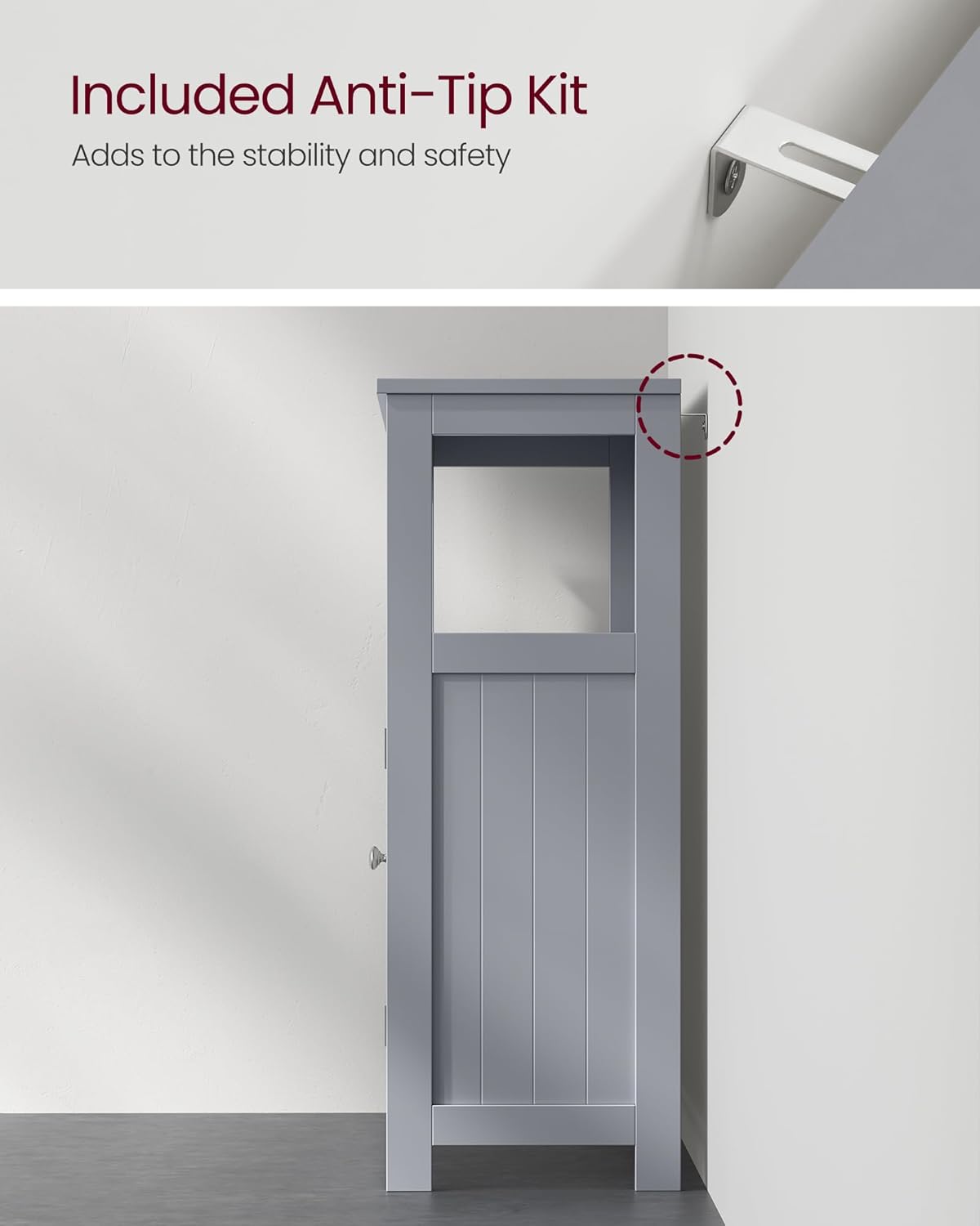 Freestanding Storage Unit with Double Shutter Doors and Adjustable Shelf