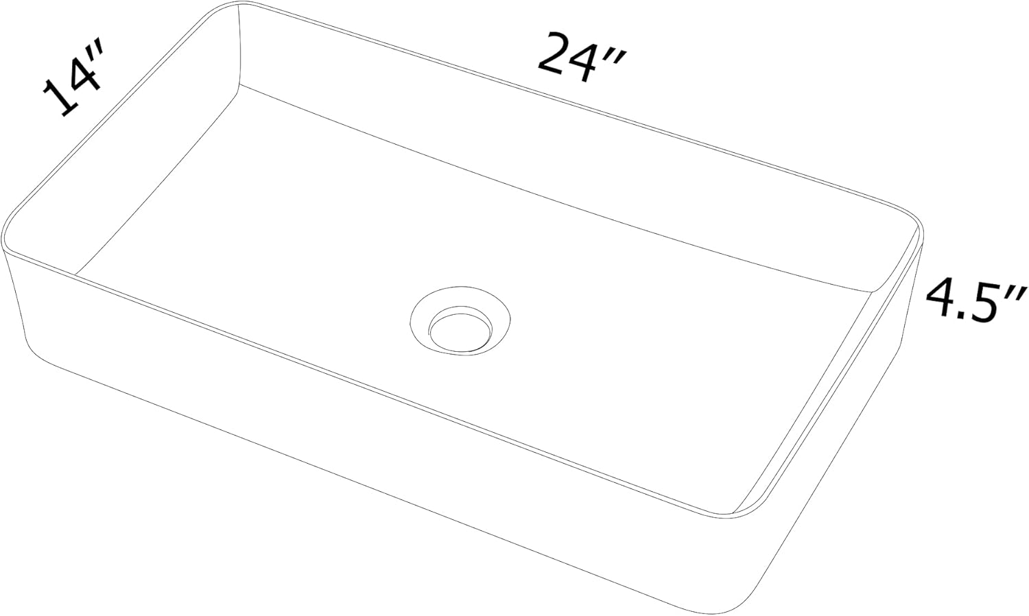 Rectangule Bowl Sinks for Bathrooms White Vessel Sink Above Counter