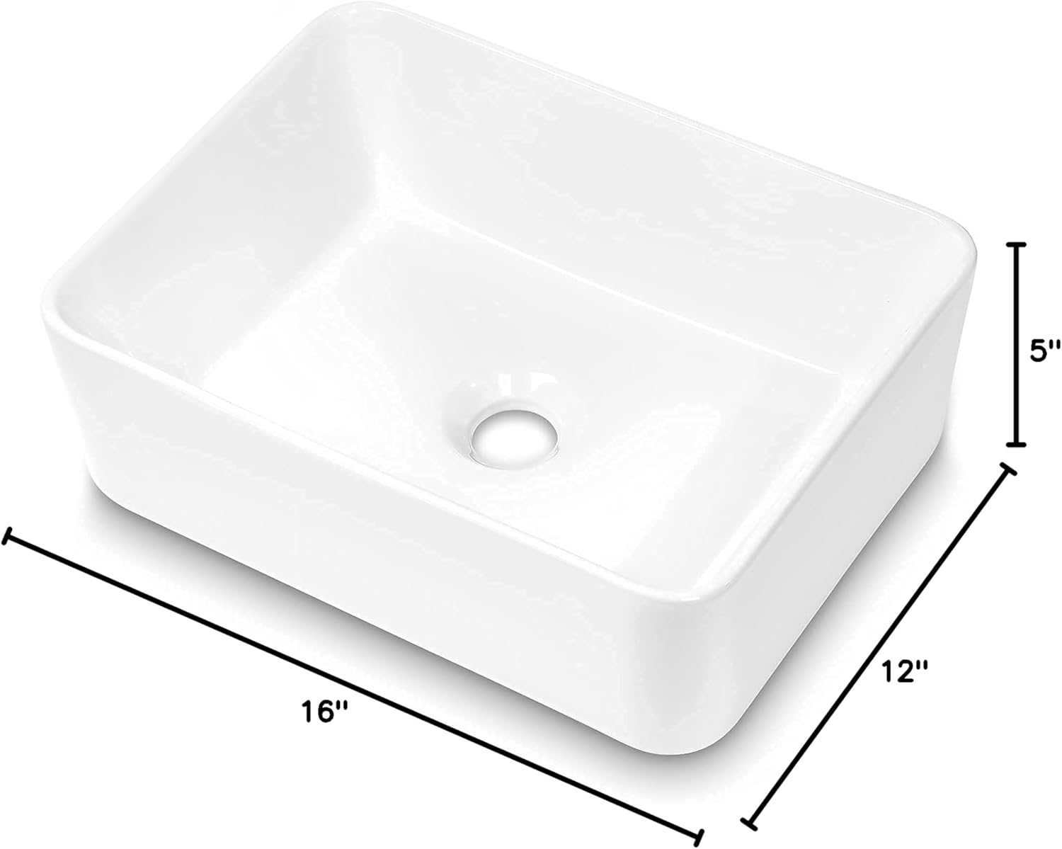 Rectangule Bowl Sinks for Bathrooms White Vessel Sink Above Counter