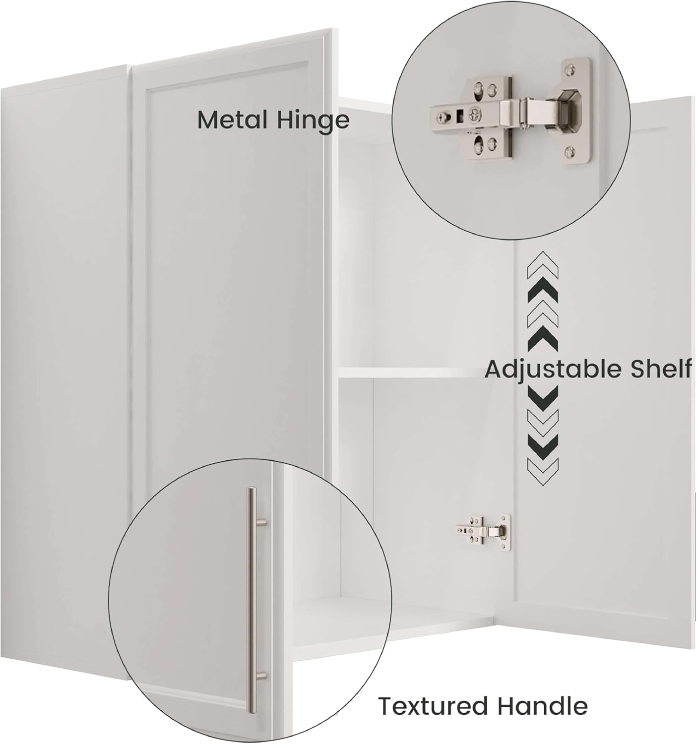 Large Kitchen Laundry Wall Amount Cabinets with Two Shaker Doors and Adjustable Shelf