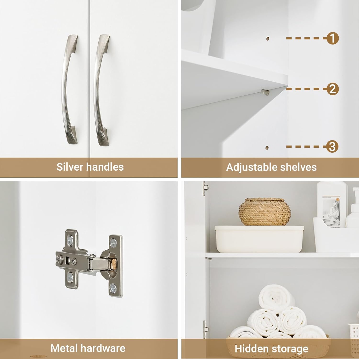 Over Toilet Storage Cabinet with Adjustable Shelf and Doors, Wall Mounted Medicine Cabinet for Small Spaces, Laundry Storage Cabinet