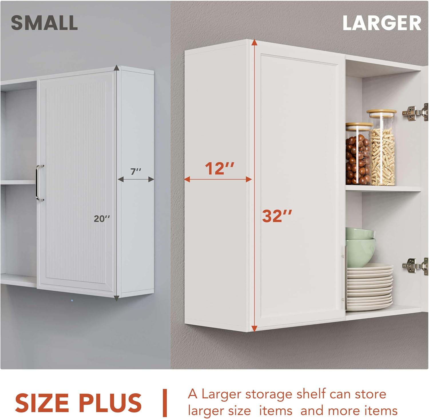 Laundry Room Cabinet 30’’x12’’x32’’, Kitchen Cabinet Wall Cabinets with Adjustable Shelves, Wall Cabinet Storage