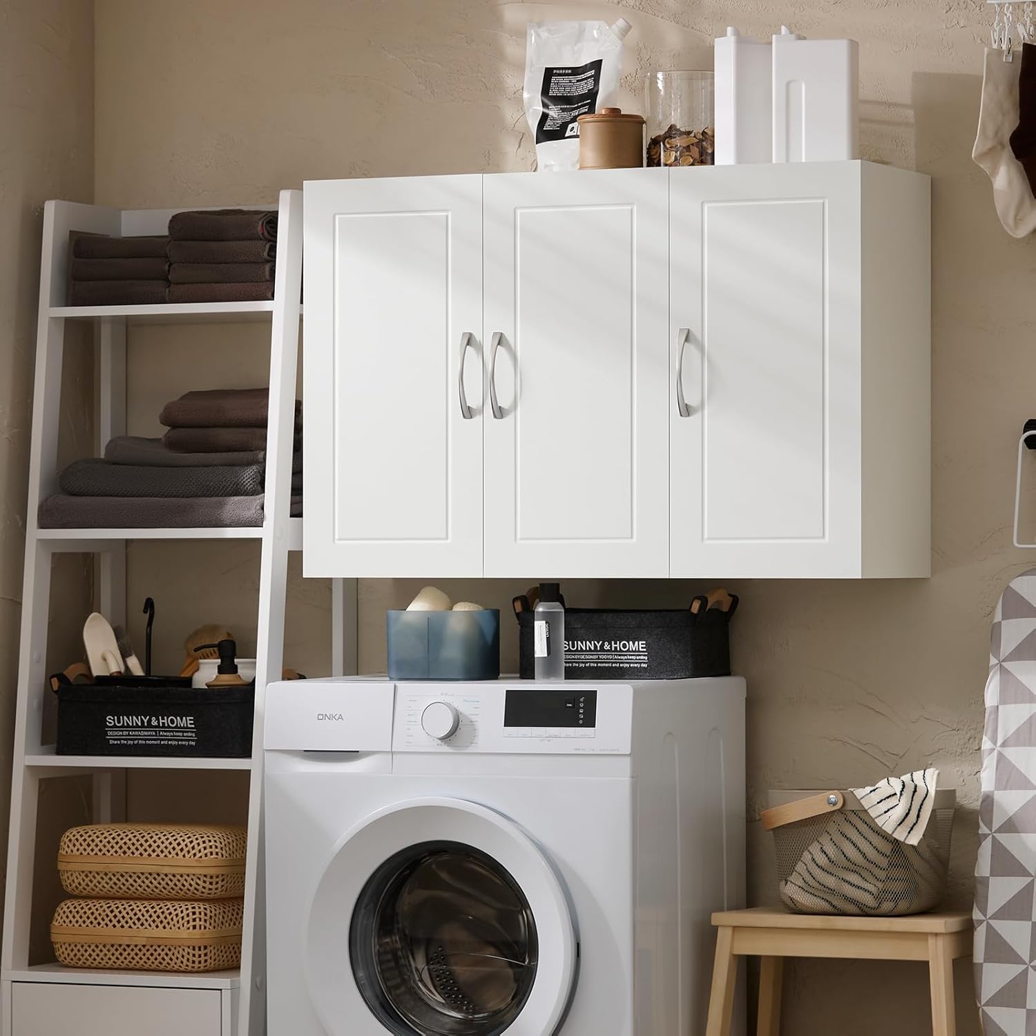 Bathroom Kitchen Wall Cabinet, Garage or Laundry Room Storage Medicine Cabinet, Linen Tower Bath Cabine with Shelf