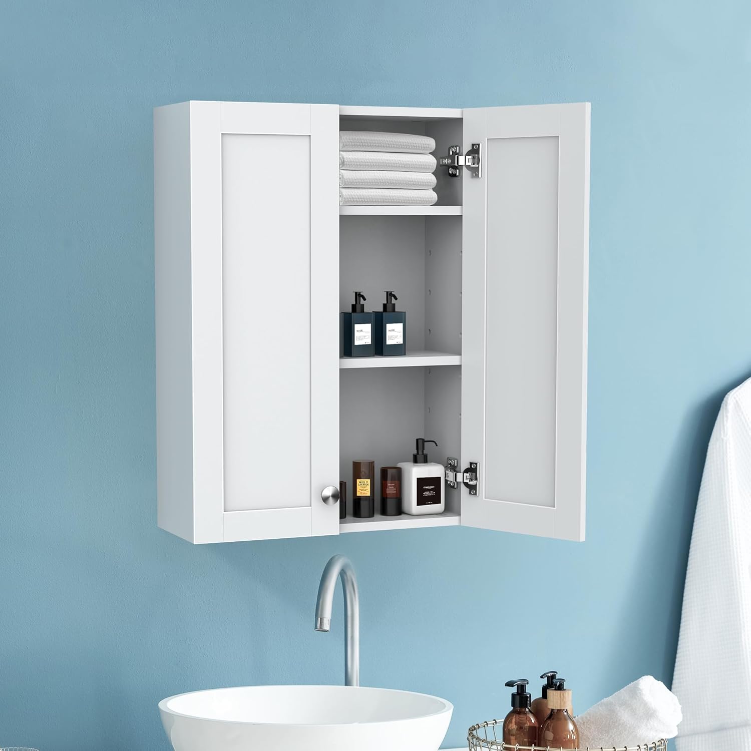 Bathroom Cabinet Wall Mounted Over Toilet Storage Cabinet 20x28 inch White Medicine Cabinets for Wall Mount