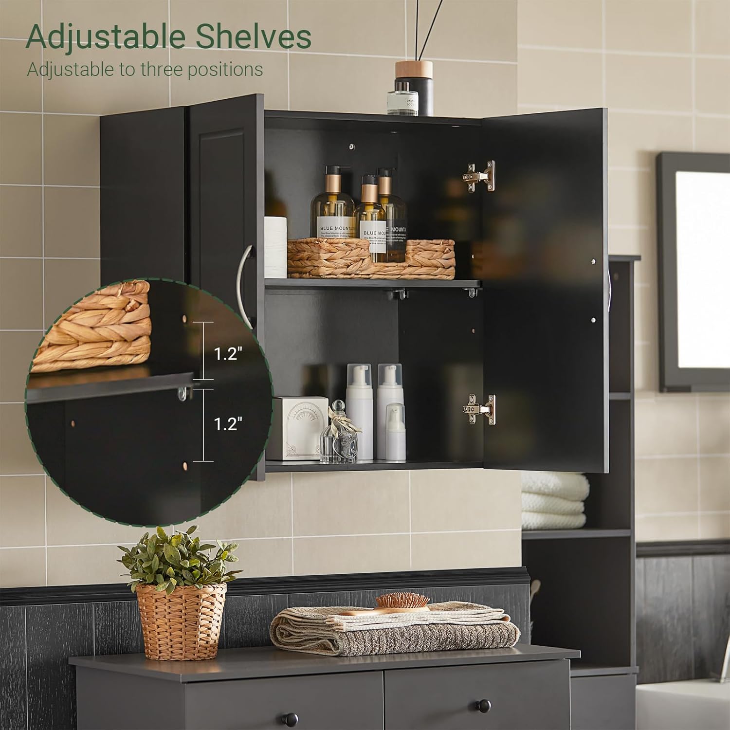 Bathroom Kitchen Wall Cabinet, Garage or Laundry Room Storage Medicine Cabinet, Linen Tower Bath Cabine with Shelf