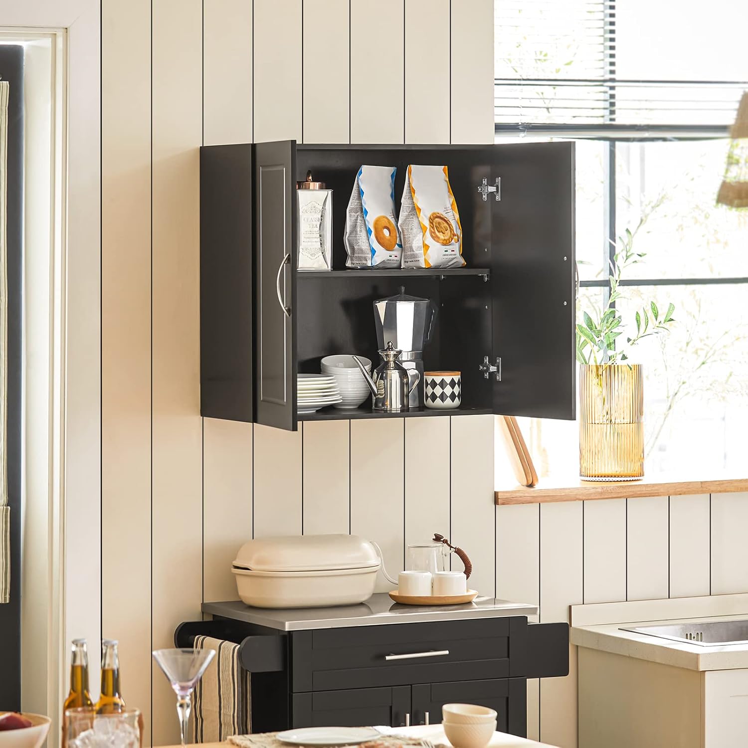 Bathroom Kitchen Wall Cabinet, Garage or Laundry Room Storage Medicine Cabinet, Linen Tower Bath Cabine with Shelf