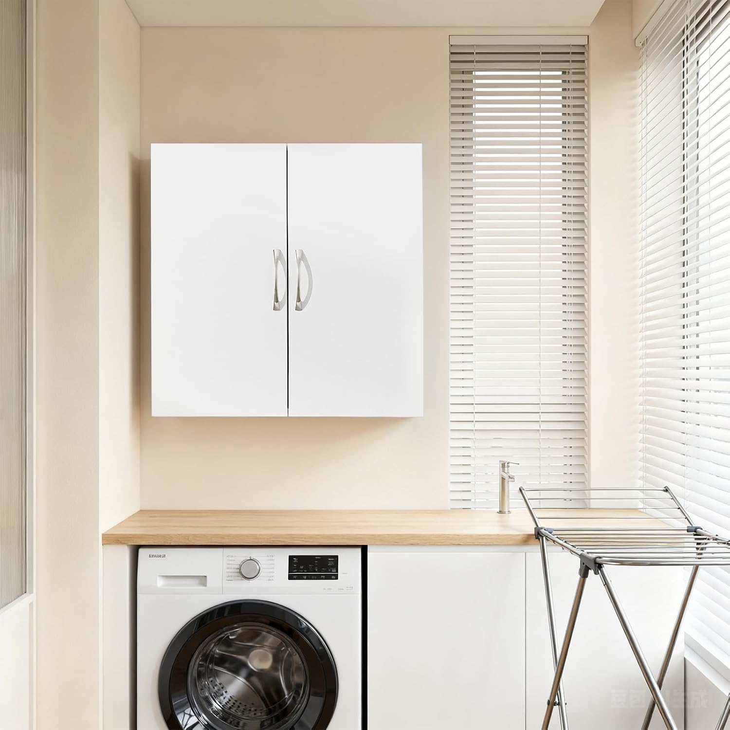 Over Toilet Storage Cabinet with Adjustable Shelf and Doors, Wall Mounted Medicine Cabinet for Small Spaces, Laundry Storage Cabinet