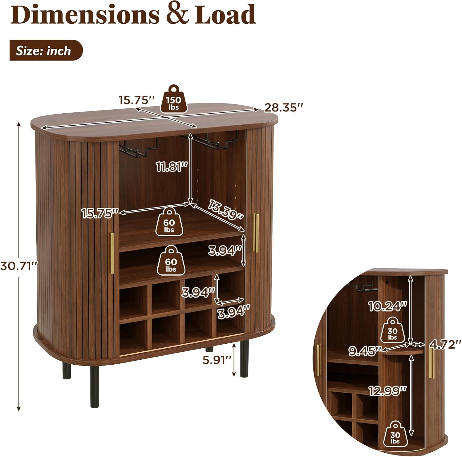 Modern Liquor Cabinet With Smoothly Sliding Tambour Doors