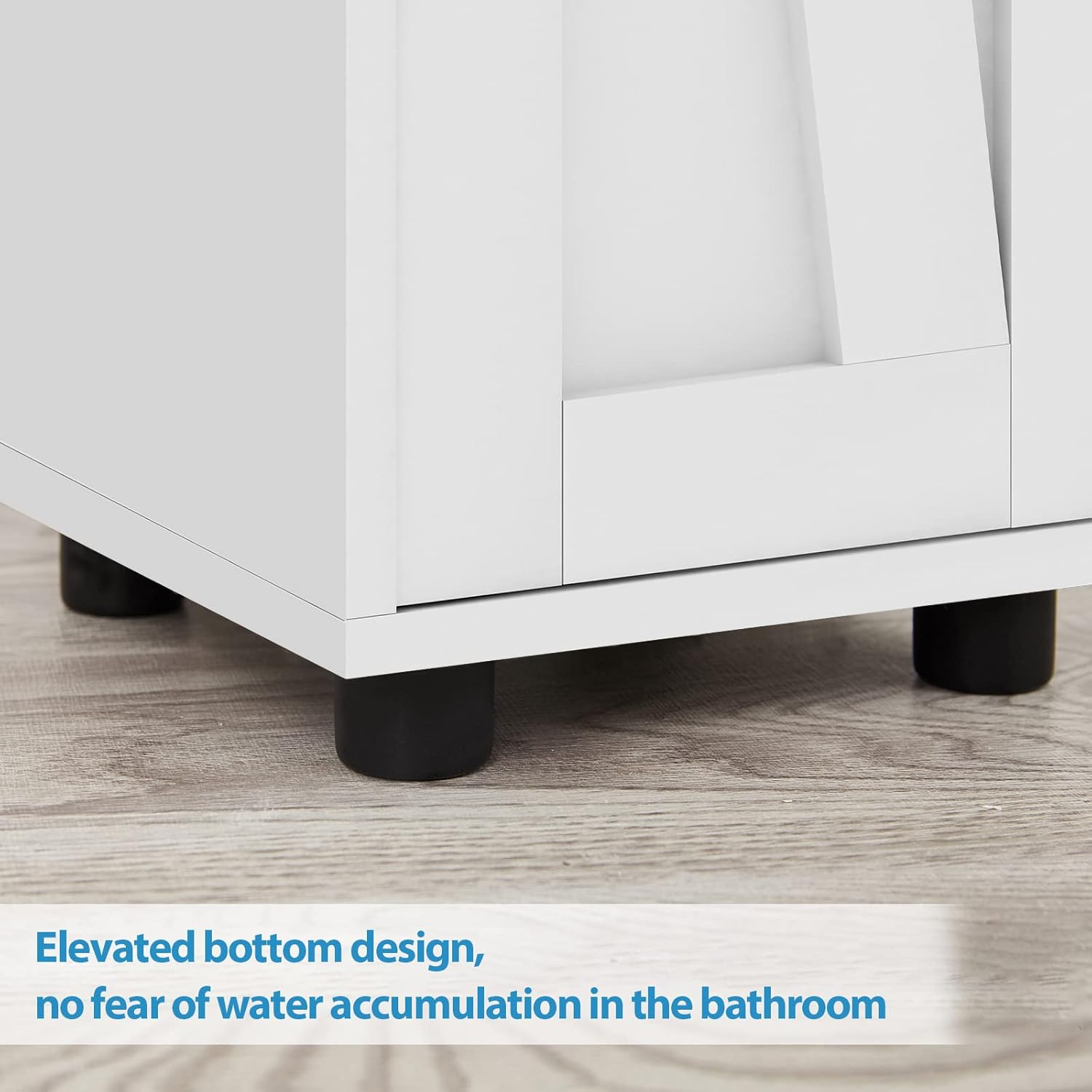 Bathroom Cabinet with Adjustable Shelf, Storage Cabinet for Small Space, Tall Cabinet with Retractable Toilet Paper Rod, Narrow Cabinet with 2 Doors