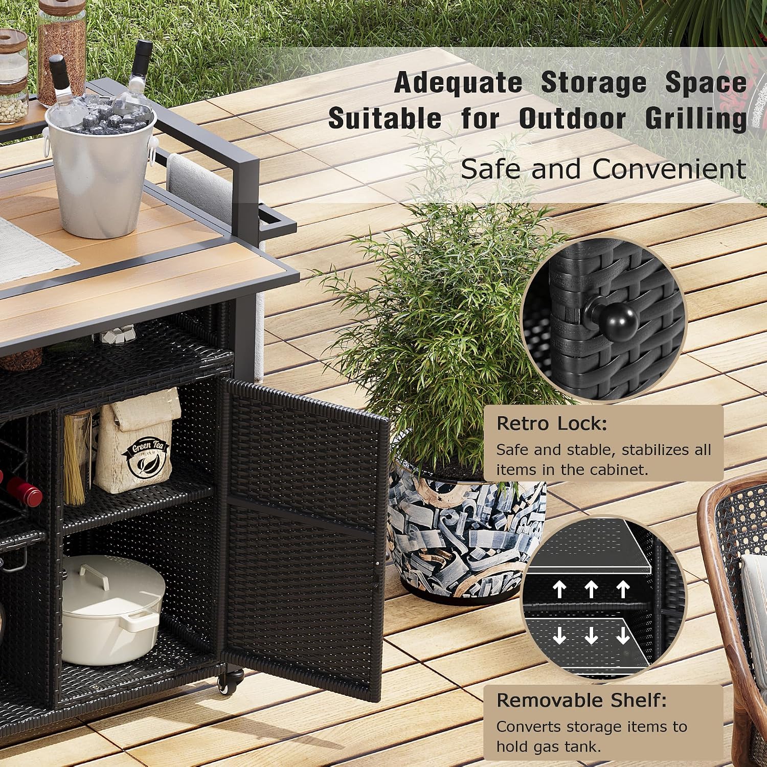 Rolling Kitchen Island on Wheels, Ample Storage, and Double Handle Design 