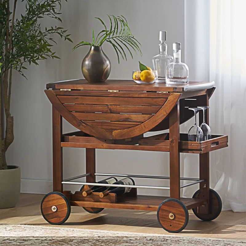 Kaing Wood Bar Cart,Kitchen Cart