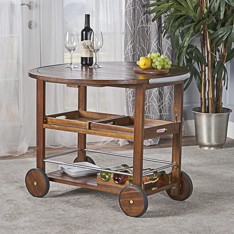 Kaing Wood Bar Cart,Kitchen Cart